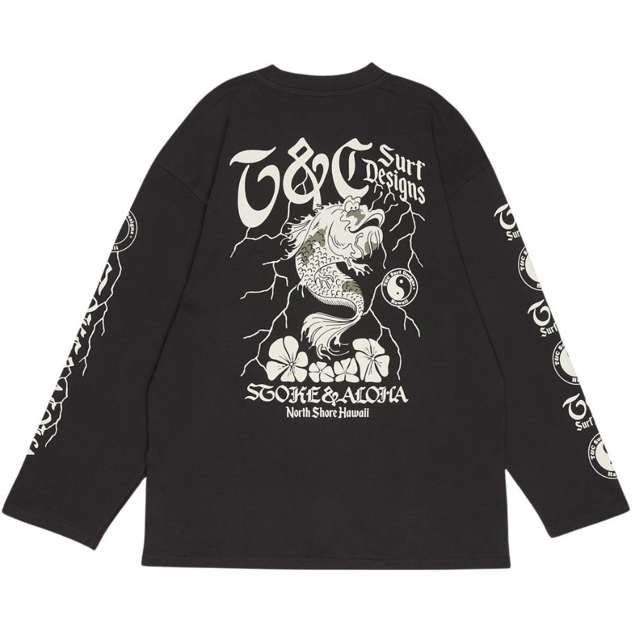 2026 T & C Surf Designs Mens Koi Lightning Long Sleeve Tee TM7TS - Fatigue Black